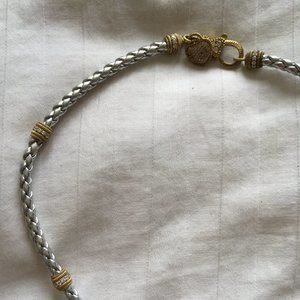 Judith Ripka silver & gold braided necklace